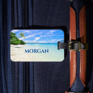 Etiqueta Para Maletas Personalizar nombre y dirección, palmeras de playa