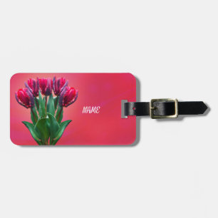 Etiqueta Para Maletas Personalizar tulipanes rojos