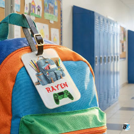 Etiqueta Para Maletas Personalized Kids - Backpack & Gamer Design