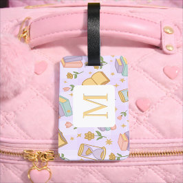 Etiqueta Para Maletas Personalized Letter Magic Books Girl Name Purple