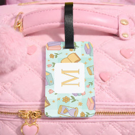 Etiqueta Para Maletas Personalized Letter Magic Books Girl School Green