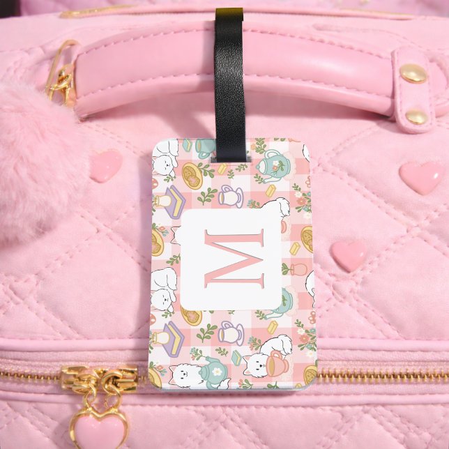 Etiqueta Para Maletas Personalized Letter Tea Bookish Cat Traveler Pink (Subido por el creador)