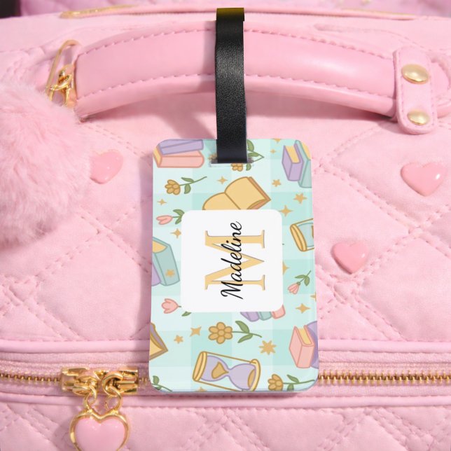 Etiqueta Para Maletas Personalized Magic Books Girl Mint Green School (Subido por el creador)