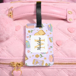 Etiqueta Para Maletas Personalized Magic Books Girl Purple Name