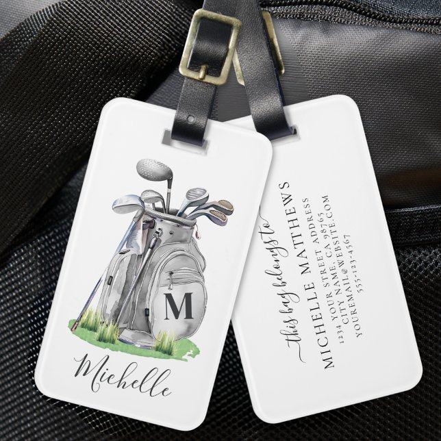 Etiqueta Para Maletas Personalized Monogram Golf Bag (Personalized Monogram Golf Bag Luggage Tag)