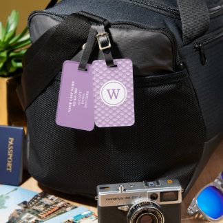 Etiqueta Para Maletas Personalized Monogram Purple Floral Pattern