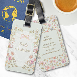 Etiqueta Para Maletas Personalized Name Pretty Vintage Flowers Floral