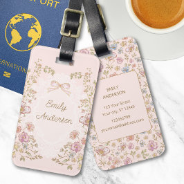 Etiqueta Para Maletas Personalized Name Pretty Vintage Flowers Floral