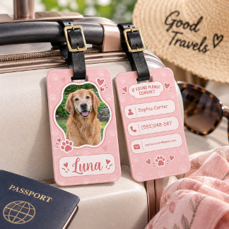 Etiqueta Para Maletas Personalized Pet Photo Luggage Tag Custom Dog Name