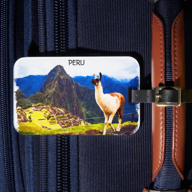 Etiqueta Para Maletas Perú Machu Picchu Alpaca (Anverso In Situ 4)