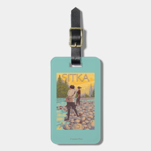Etiqueta Para Maletas Pesca con mosca de las mujeres - Sitka, Alaska