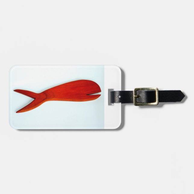 Etiqueta Para Maletas pescado de madera de cerezo (Frente Horizontal)