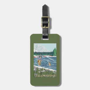 Etiqueta Para Maletas Pescador de la mosca - Yellowstone del oeste,