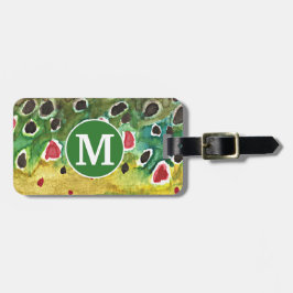 Etiqueta Para Maletas Pescador de la pesca con mosca de la trucha de