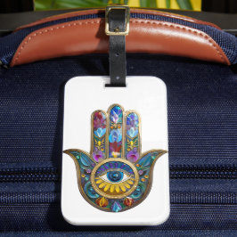 Etiqueta Para Maletas Pétalos Coloridos Hojas Hamsa Zafiro Tercer Ojo