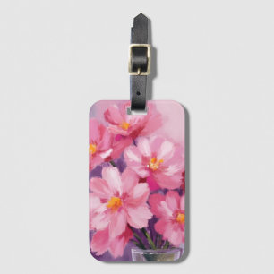 Etiqueta Para Maletas Pétalos rosados floreciendo   Pintura de flores ac