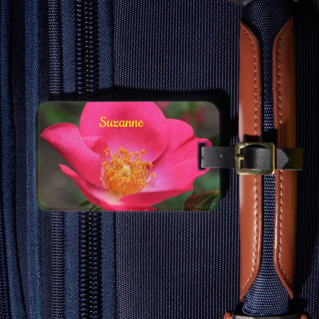 Etiqueta Para Maletas Pétalos rosas vivos personalizados (Anverso In situ 4)
