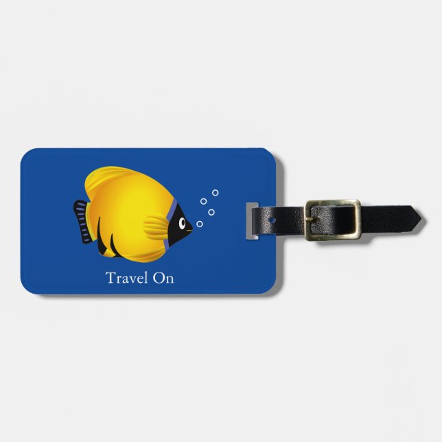 Etiqueta Para Maletas Pez de oro amarillo personalizable (Frente Horizontal)