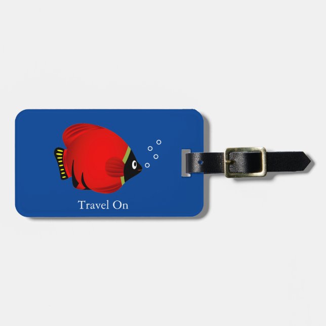 Etiqueta Para Maletas Pez Dorado Rojo Personalizable (Frente Horizontal)