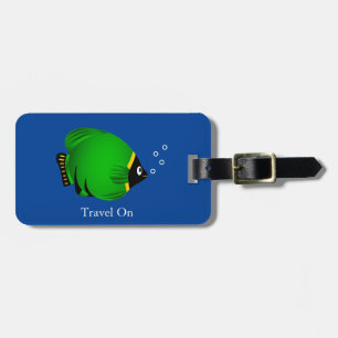 Etiqueta Para Maletas Pez Dorado Verde Personalizable