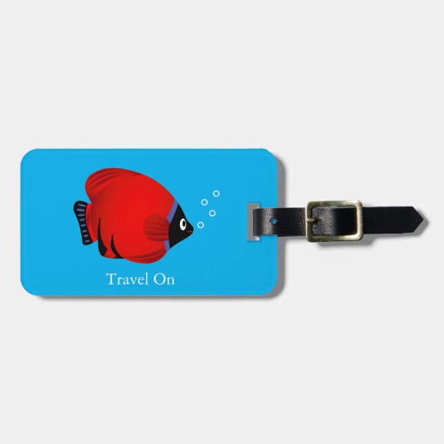 Etiqueta Para Maletas Pez Rojo con Texto Personalizado (Frente Horizontal)