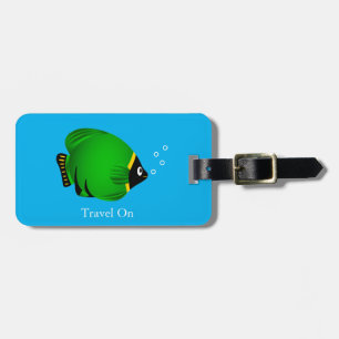 Etiqueta Para Maletas Pez Verde con Texto Personalizado