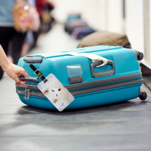 Etiqueta Para Maletas Pezón de nieve de zorro ártico blanco lindo animal