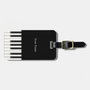 Etiqueta Para Maletas Piano Negro Clásico Personalizado