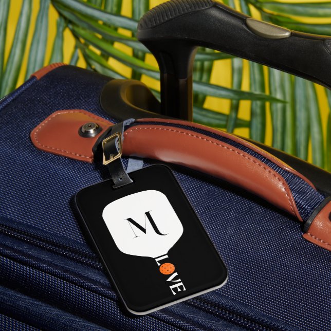 Etiqueta Para Maletas Pickleball Paddle Love Naranja Ball Personalizado (Anverso In situ 1)