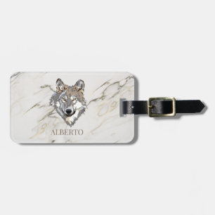 Etiqueta Para Maletas Piedra de mármol beige monogramada