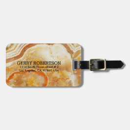 Etiqueta Para Maletas Piedra de mármol beige monogramada