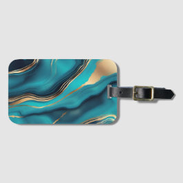 Etiqueta Para Maletas Piedra de mármol metálico de oro azul