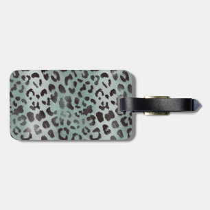 Etiqueta Para Maletas Piel de leopardo en mar azul tangerina