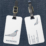 Etiqueta Para Maletas Pigeon Personalizada<br><div class="desc">Una paloma divertida. Perfecto para los aficionados a las aves,  los marrulleros o cualquier otra persona que ame estas criaturas. Arte original de Nic Squirrell. Cambie el nombre y los detalles a personalizar.</div>