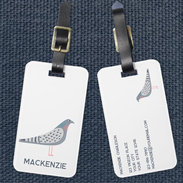 Etiqueta Para Maletas Pigeon Personalizada (Fun personalized pigeon luggage tag for bird lovers)