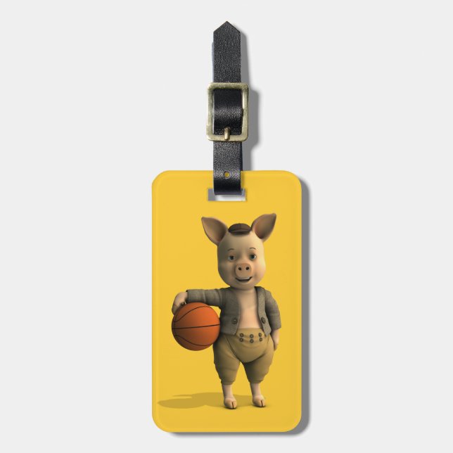 Etiqueta Para Maletas Piglet de Basketballer (Frente Vertical)
