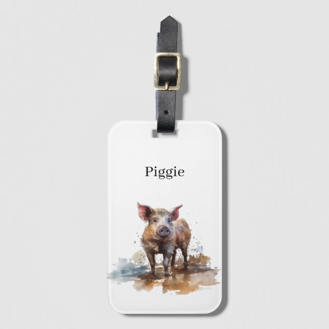 Etiqueta Para Maletas Piglet lúdico, personalizado (Anverso vertical)