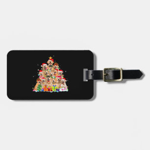 Etiqueta Para Maletas Pijama de Navidad Retriever Dorado Árbol Regalo de