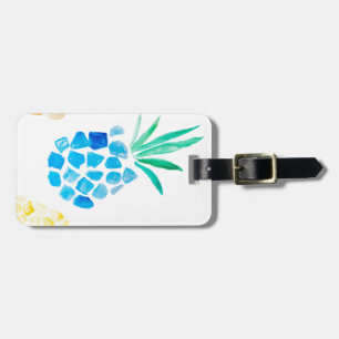 Etiqueta Para Maletas Piña azul de fruta acuarela
