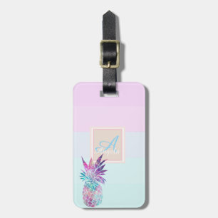 Etiqueta Para Maletas Piña con Ombre Estriado y Monograma Personalizado