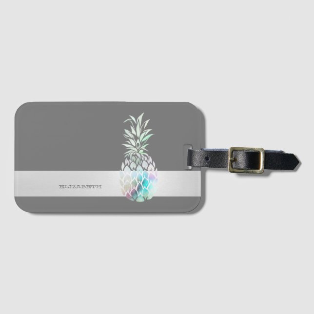 Etiqueta Para Maletas Piña Cuta de moda, Stripe - Personalizada (Anverso horizontal)