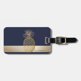 Etiqueta Para Maletas Piña dorada, banda personalizada