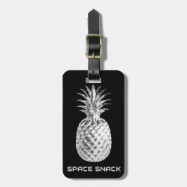 Etiqueta Para Maletas Piña Espacial de Plata Comida Espacial Fruta Tropi