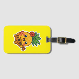 Etiqueta Para Maletas Piña Kawaii sonriente - Tropical