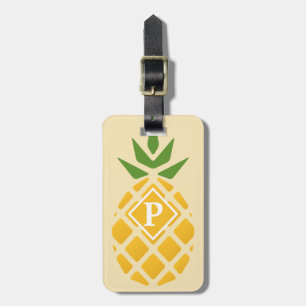 Etiqueta Para Maletas Piña personalizada   Amarillo editable