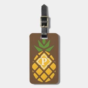 Etiqueta Para Maletas Piña personalizada Marrón editable