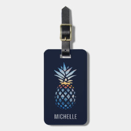 Etiqueta Para Maletas Piña tropical con fondo editable