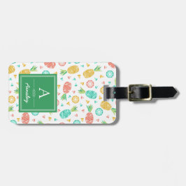 Etiqueta Para Maletas Piñas| Monograma verde