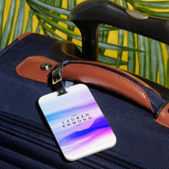 Etiqueta Para Maletas Pincel Ombre Rosa Púrpura Profesional (Anverso In situ 1)