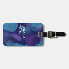 Etiqueta Para Maletas Pincel purpurina de color azul rosa rosa pálido de